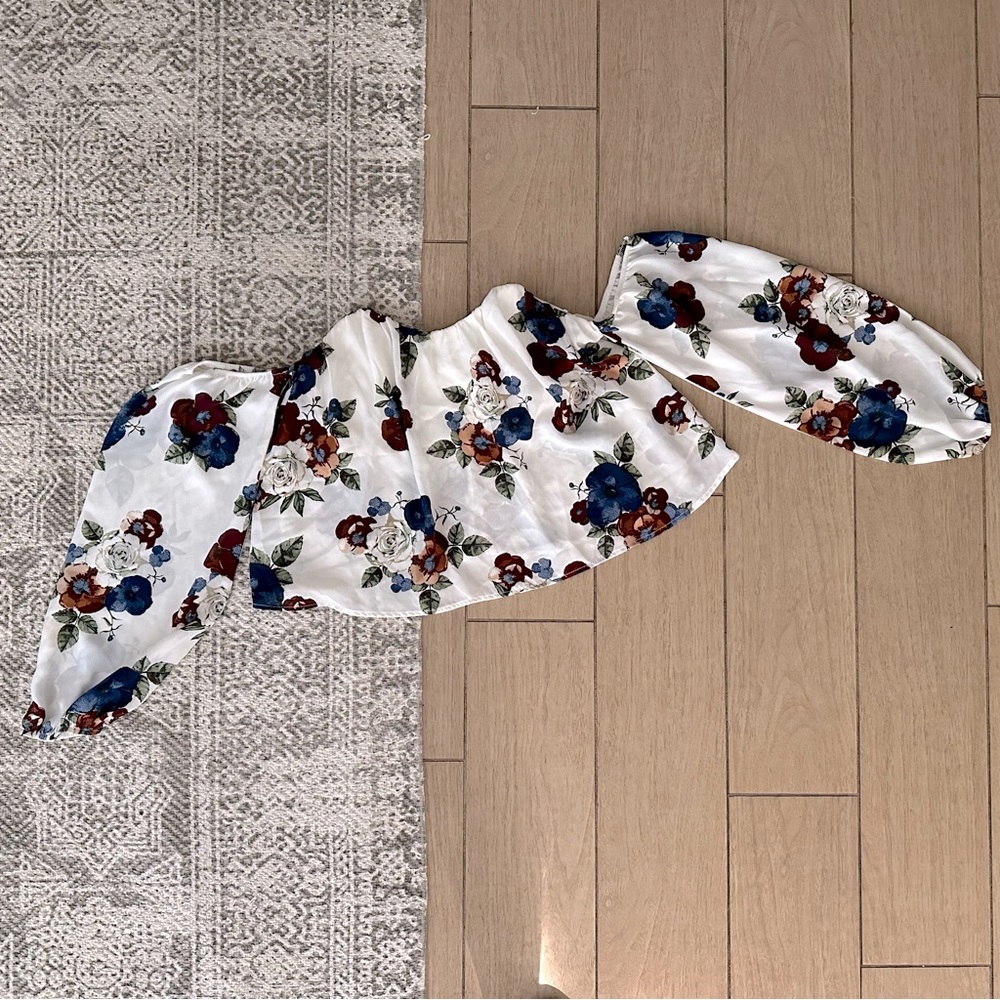 In Your Arms White Floral Print Off-the-Shoulder Top